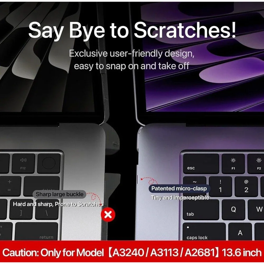 Compatible for MacBook Air 13.6 inch Case M4 M3 M2 2025 2024-2022 Release Model